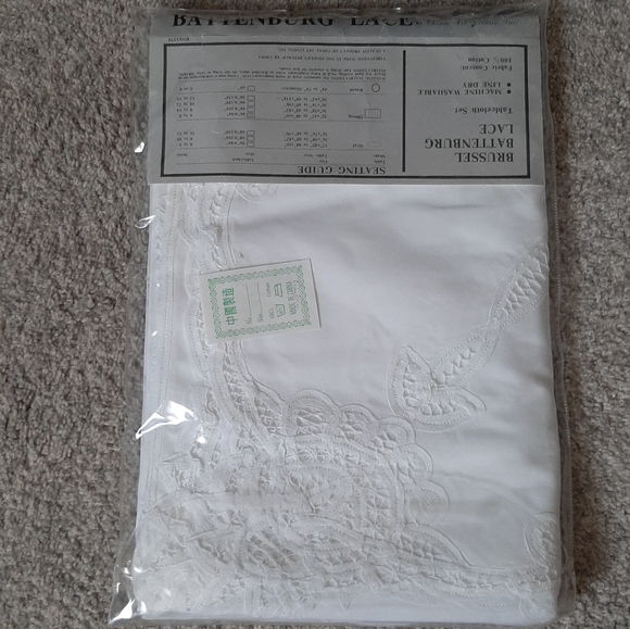 White Table Cloth Battenburg Lace Vintage NIB Oblong - Picture 4 of 10